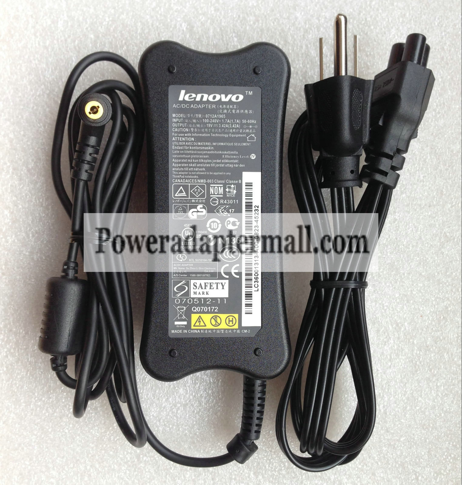 19V 3.42A Lenovo ADP-65YB B 0712A1965 AC Adapter Power Supply